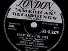 UK#1 JERRY LEE LEWIS 78 GREAT BALLS OF FIRE /MEAN WOMAN BLUES LONDON HLS 8529 EX