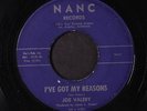 JOE VALERY: I've Got My Reasons / Just Love Want Do 45 (great Blues on this sma