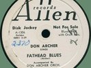 DON ARCHER Fathead Blues / Georgia Blues 78rpm Allen 1953 killer jump blues