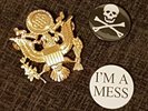 Sid Vicious (Sex Pistols) rare Badge set I'm a mess etc, rabbit R padlock