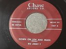 Big Jimmy T 1950s BLUES 45 Low Down Dog / Down On 5th And Main on Chase HEAR IT