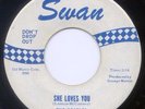 BEATLES She Loves You, Early '64 Rarer Blue Print Label, (SWAN 4152.04C, Spizer)