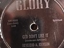 REVEREND A. JOHNSON GLORY 4011 GOSPEL BLUES 78 RPM RECORD V+