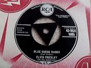 ELVIS PRESLEY: BLUE SUEDE SHOES / HOUND DOG 1958 TRI RCA 45 RPM EX