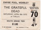 THE GRATEFUL DEAD CONCERT TICKET 1972 ORIGINAL FULLY DATED RARE COLLECTIBLE GEM
