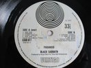 BLACK SABBATH ORIGINAL VERTIGO LARGE SWIRL LP – PARANOID 6360 011 NO SLEEVE,PROG