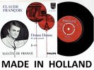 CLAUDE FRANCOIS DONNA DONNA RARE 45 TOURS VINYL HOLLANDAIS PAYS-BAS HOLLAND