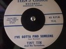 1957  RARE Tiny Tim & His Tornadoes -TEEN'S CHOICE-Original 45 Rockabilly NM-