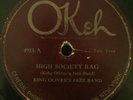 Okeh 4933- KING OLIVER'S JAZZ BAND- High Society/ Snake Rag 78 rpm VG+/VG