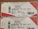 Coldplay Tickets Cardiff X2 Wednesday 12th July 2017