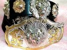 Elvis Style Gold and Silver Lion Head Western Concho Belt
