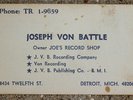 JVB Recording Co- original Business Card- Joseph Von Battle-Detroit 78 RPM Label