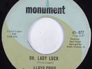 Northern Soul 45 LLOYD PRICE Oh, Lady Luck MONUMENT HEAR