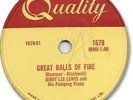 JERRY LEE LEWIS Rock'n Roll 78 RPM Record. Great Balls of Fire