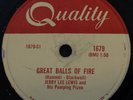 Rare GERRY LEE LEWIS Great Balls of Fire / You Win Again 78 Canada