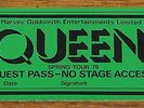 QUEEN NEWS OF THE WORLD 1978 TOUR ORIGINAL UNUSED BACKSTAGE GUEST PASS GREEN