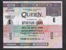 QUEEN  :  ' UNUSED COMPLETE ' 1986 WEMBLEY CONCERT TICKET STUB MAGIC TOUR - RARE