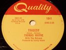 Quality 1841 Thomas Wayne Tragedy / Saturday Date 78 RPM E E