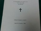 Philip Lynott memorial service booklet, St. Elizabeth church Richmond 9/1/1986