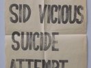 Original Vintage 'Sid Vicious Suicide Attempt' Newsstand Punk Sex Pistols Poster