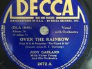 78rpm: Near Mint  Original Judy Garland OVER THE RAINBOW on Decca 2672 fr 1939