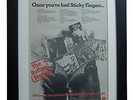 ROLLING STONES+Sticky Fingers+POSTER+AD+ORIGINAL 1977+FRAMED+EXPRESS GLOBAL SHIP