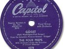 The FOUR PREPS Folk 78 RPM Record. Gidget b/w Cinderella