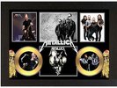 METALLICA - A3 SIGNED FRAMED GOLD VINYL COLLECTORS CD DISPLAY PICTURE