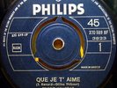 JOHNNY HALLYDAY Que Je T' Aime RARE 1969 GREEK ORIGINAL 7