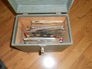 OLD RECORD CASE WITH VINTAGE 45 RECORDS