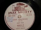 JAZZ SOCIETY ,LOUIS ARMSTRONG,WHO'S IT,ÉDITION LIMITÉE,78 TOURS