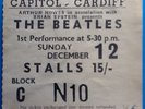 Beatles Original Genuine Used Concert Ticket Capitol Theatre Cardiff 1965