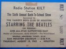 Beatles Original Genuine Used Concert Ticket Sam Houston Coliseum 1965