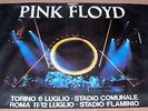PINK FLOYD STUNNING RARE LARGE CONCERTS POSTER TURIN AND ROME ITALY JULY 1988