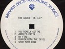 Van Halen self titled white label acetate test pressing 1977 Warner Bros Records
