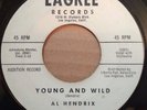 Original Al Hendrix, Young and Wild 45rpm record, guitar rockabilly RAB
