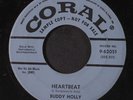 BUDDY HOLLY: Heartbeat / Well....all Right 45 (blue dj lbl) Oldies