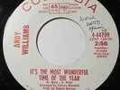 ANDY WILLIAMS It's The Most Wonderful Time Of Year/ Xmas Song 45 COLUMBIA PROMO