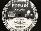  JAZZ: GOLDEN GATE ORCHESTRA - ‘SWEET MAN ‘ EDISON DIAMOND DISC - ROLLINI ETC