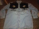 JOHNNY HALLYDAY TRES RARE VESTE CHEMISE EN JEAN'S ET CUIR SHOOTER