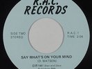 Modern Soul 45 - D. Watson - Say What's On Your Mind - R.A.C. - VG++ mp3
