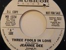 JEANNIE DEE - THREE FOOLS IN LOVE / TWO HEADS ARE BETTER THAN ONE - DEMO
