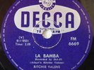 RICHIE VALENS - LA BAMBA / DONNA-SOUTH AFRICA-78 RPM- N/MINT UNPLAYED CONDITION