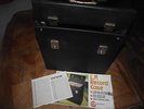 VG+ BLACK LP/12 INCH RECORD CASE FROM THE 70's HOLDS 50 LP's INC ADVERT & INDEX