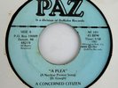 A CONCERNED CITIZEN 45 A Plea PAZ Rec '83 Detroit HEAR Modern Soul PROTEST Rare