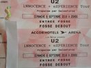 2 billets Fosse U2 concert PARIS BERCY 9 septembre 2018