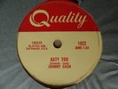 1959 Country 78 rpm JOHNNY CASH Katy Too  QUALITY 1922 Canada EX