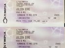 2 Places Carré Or JULIEN DORE concert 13/05/18 Olympia Paris