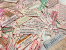 VINTAGE JUKE-BOX TITLE STRIPS FOR 45 RPM RECORDS- 1960-70-80's HUGE BAG FULL