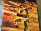 JUDAS PRIEST. FIREPOWER.FULLY SIGNED BLACK & CLEAR SWIRLED DOUBLE VINYL LP